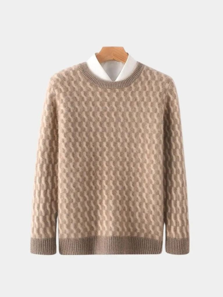 Rundhals-Pullover aus Wolle mit geometrischem Muster