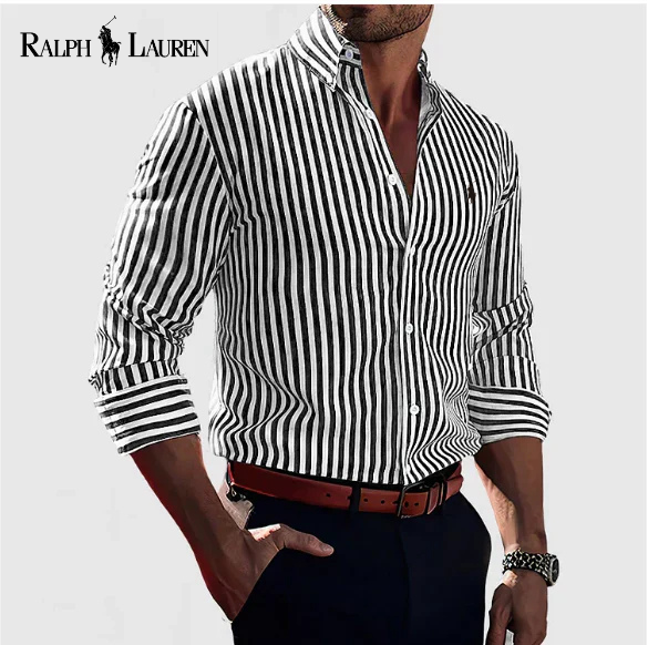Herren gestreiftes Baumwollhemd