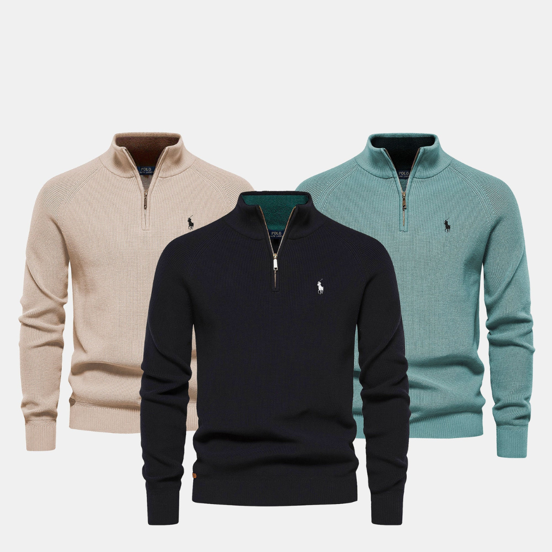 Herren-Strickpullover mit Reißverschlusskragen (Ausverkauf)
