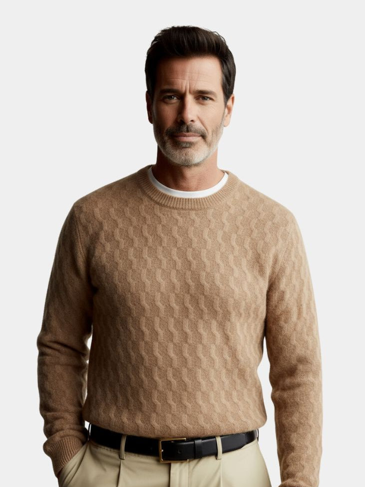 Rundhals-Pullover aus Wolle mit geometrischem Muster