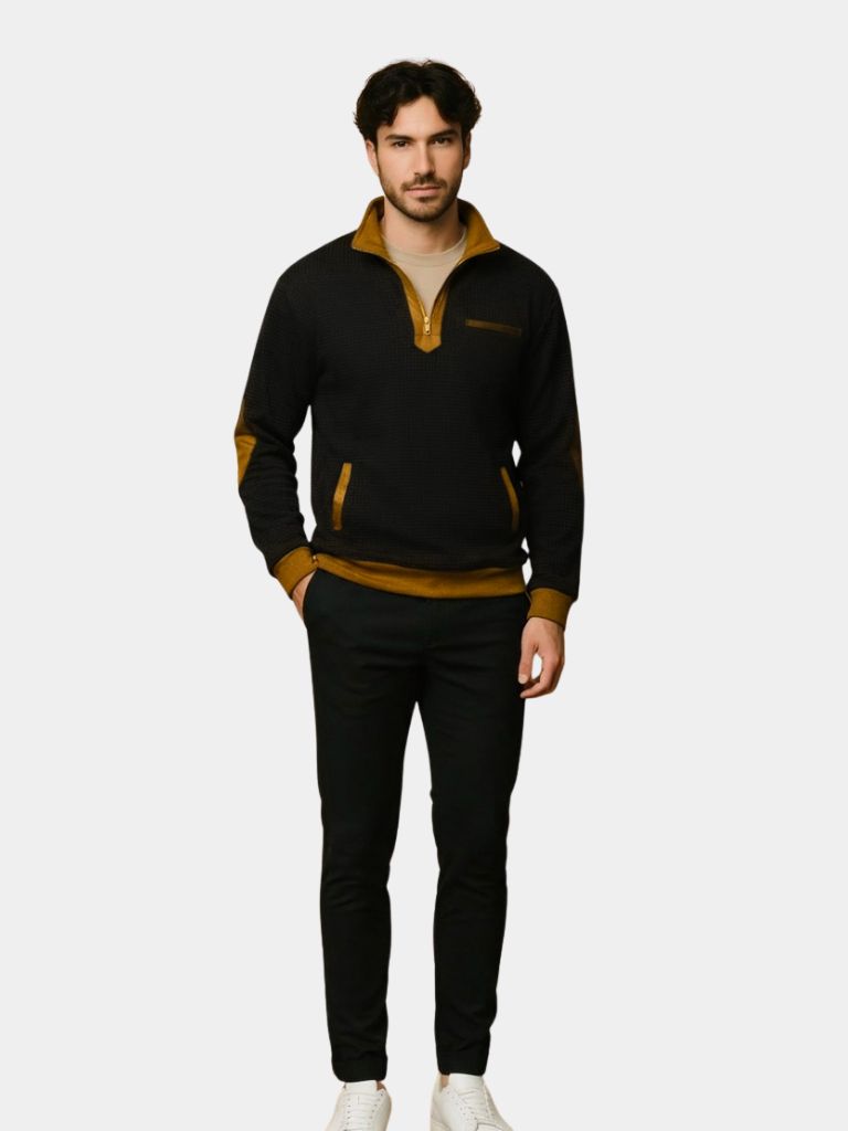 Rollkragenpullover mit Reißverschluss „Nautischer Entdecker“ – Cross & Crown