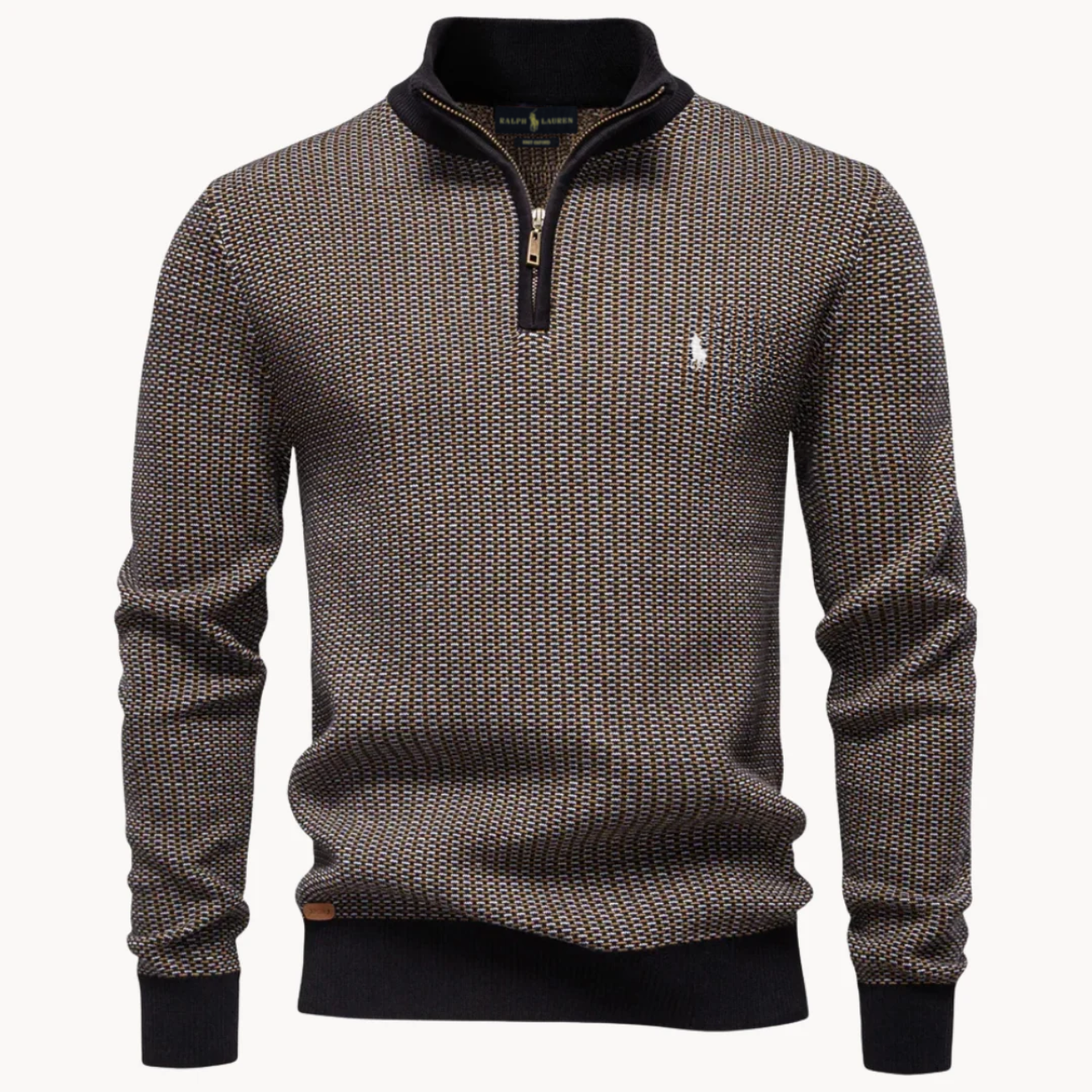Herren-Strickpullover mit kurzem Reißverschluss – Ausverkauf