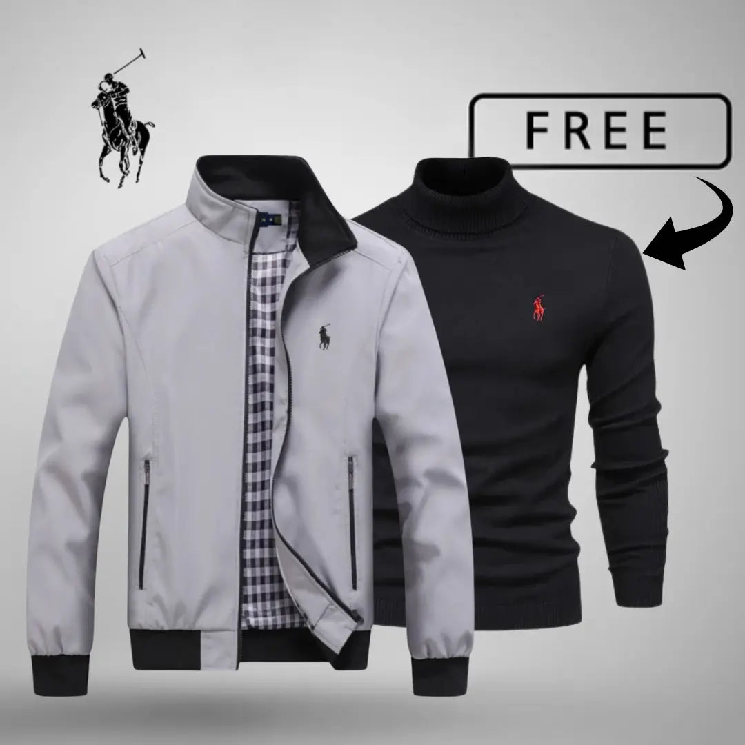 Herren lässige Bomberjacke mit Reißverschluss Premium + KOSTENLOSER Pullover oder Hemd (Ihre Wahl)