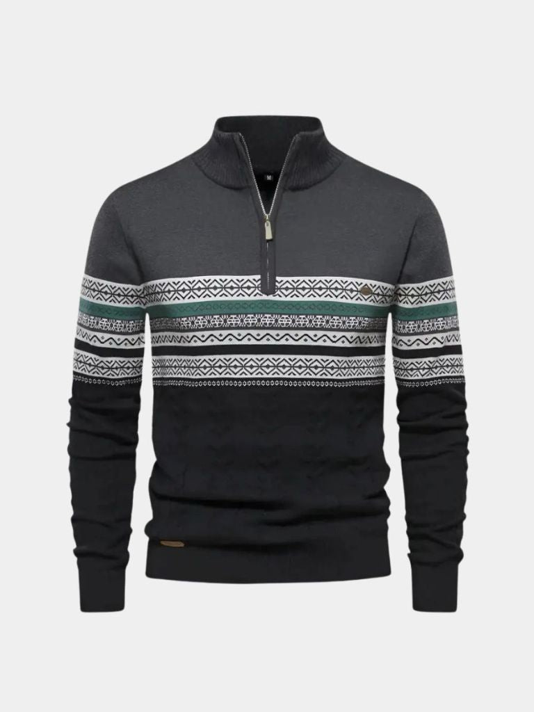 Cross & Crown – Strickpullover mit Reißverschluss und Stehkragen