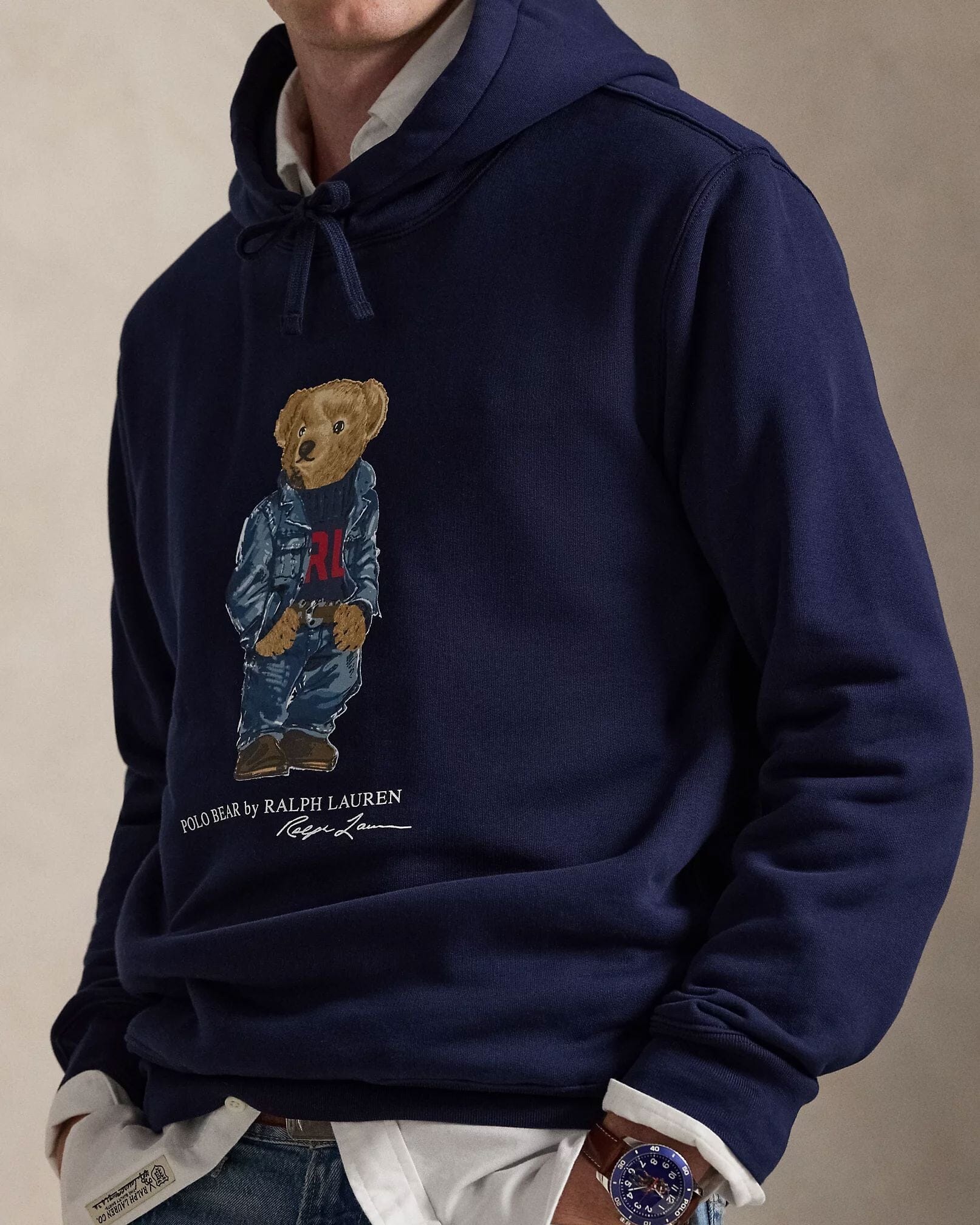 Herren Fleece-Kapuzenpullover mit Polo Bear