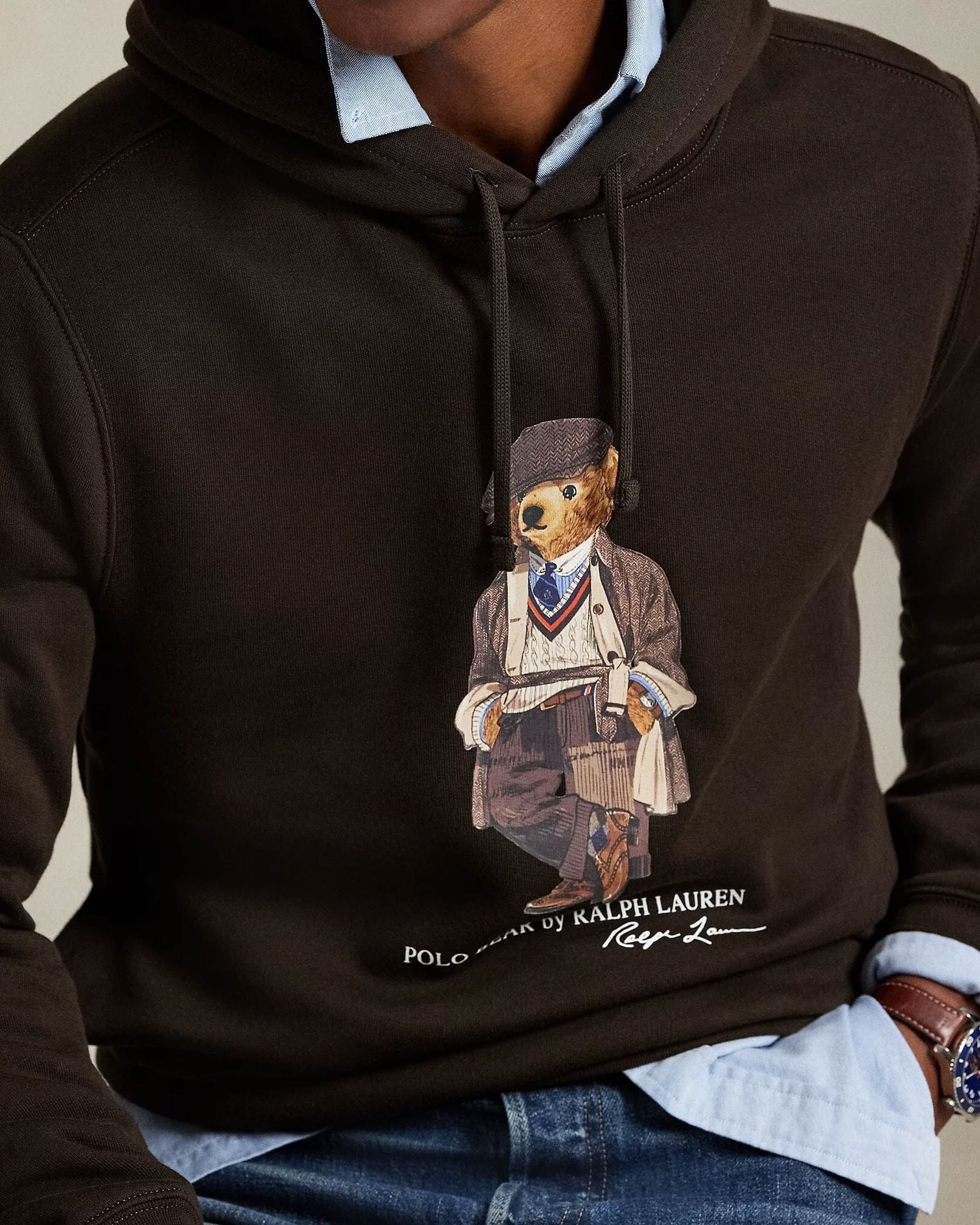 Herren Fleece-Kapuzenpullover mit Polo Bear