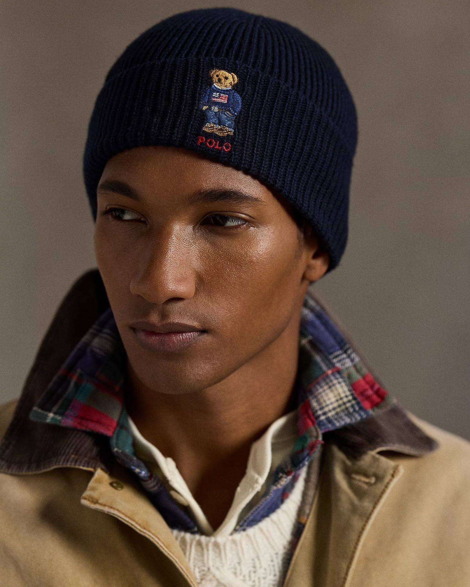 Herren-Mütze mit Polo Bear und Rippstrickbündchen