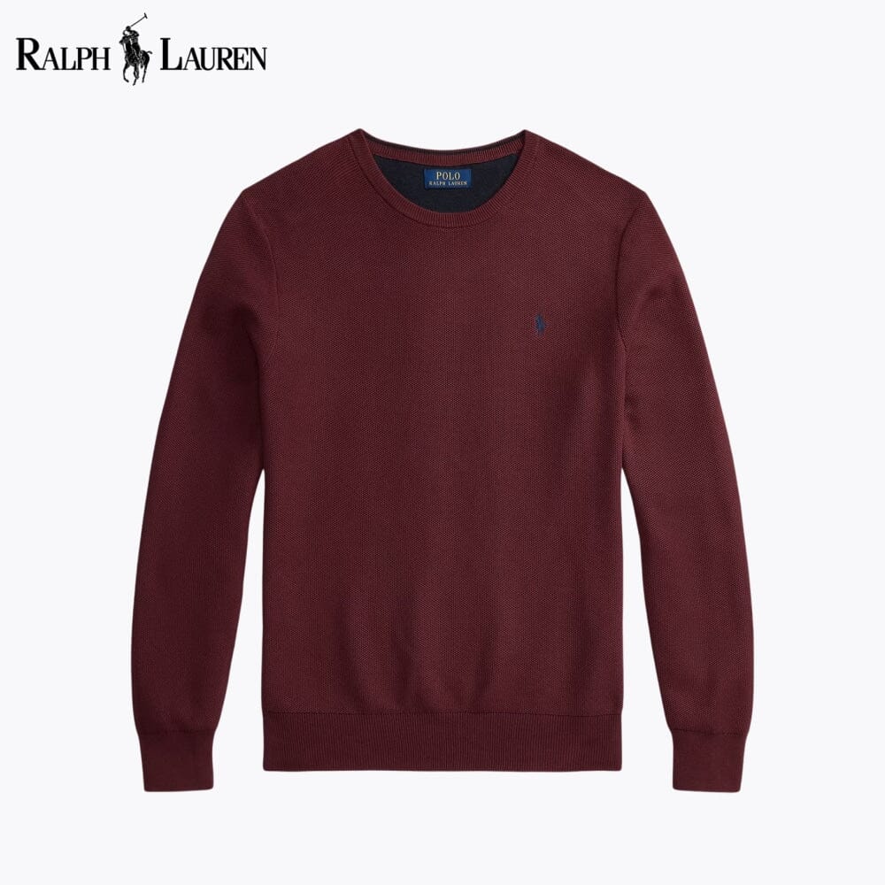 Herren-Pullover aus Baumwolle mit Netzmuster und Rundhalsausschnitt
