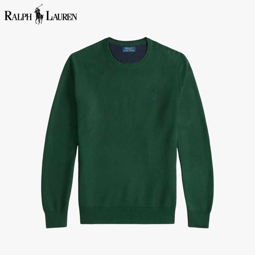 Herren-Pullover aus Baumwolle mit Netzmuster und Rundhalsausschnitt