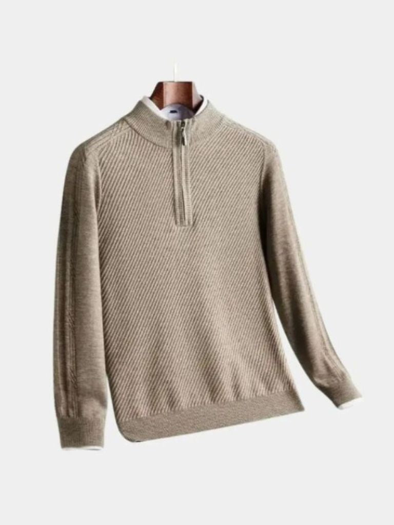 Pullover gestreift mit Reißverschlusskragen - Cross & Crown