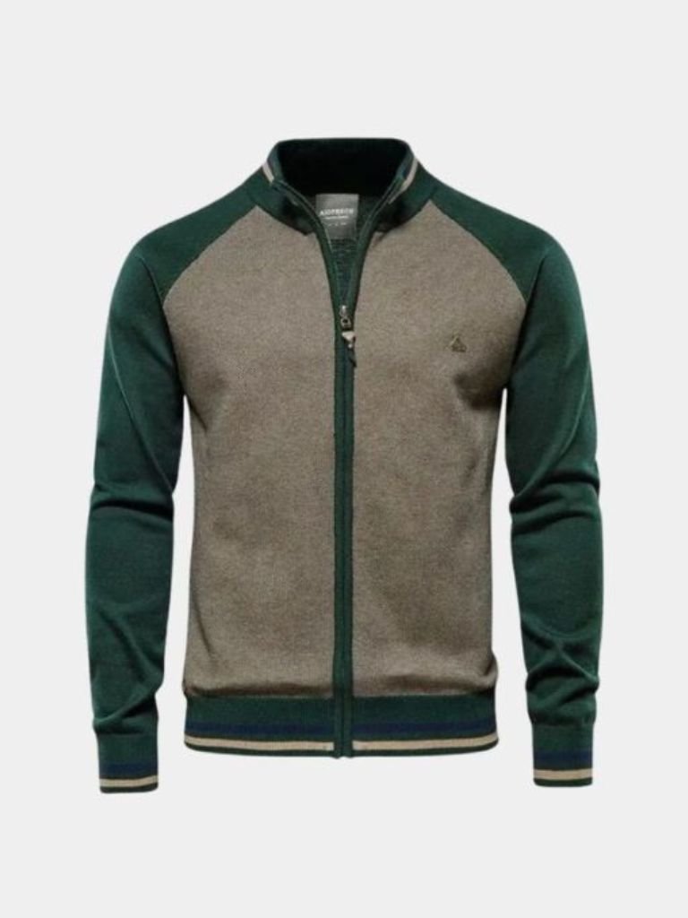 Cardigan Zippé Col Montant Color Block - Cross & Crown