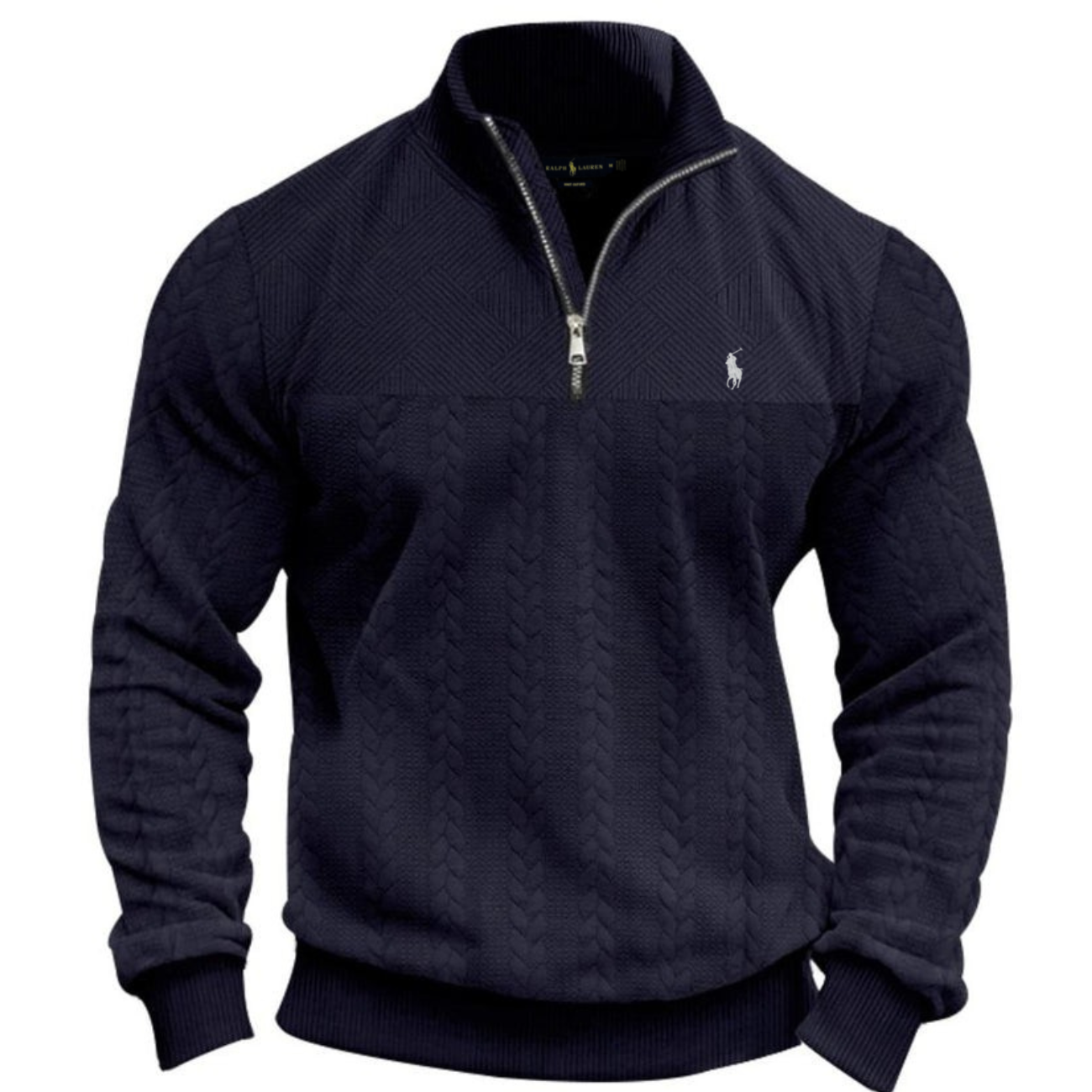 Pull en maille texturé à demi-glissière pour homme - Liquidation