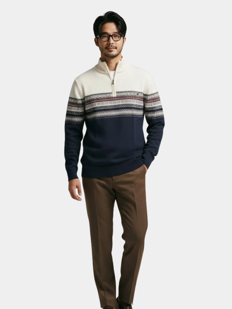 Maille : Pull à Col Zippé - Cross & Crown