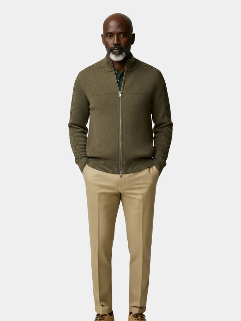 Rollkragenpullover Kaschmir mit Reißverschluss – Cross & Crown