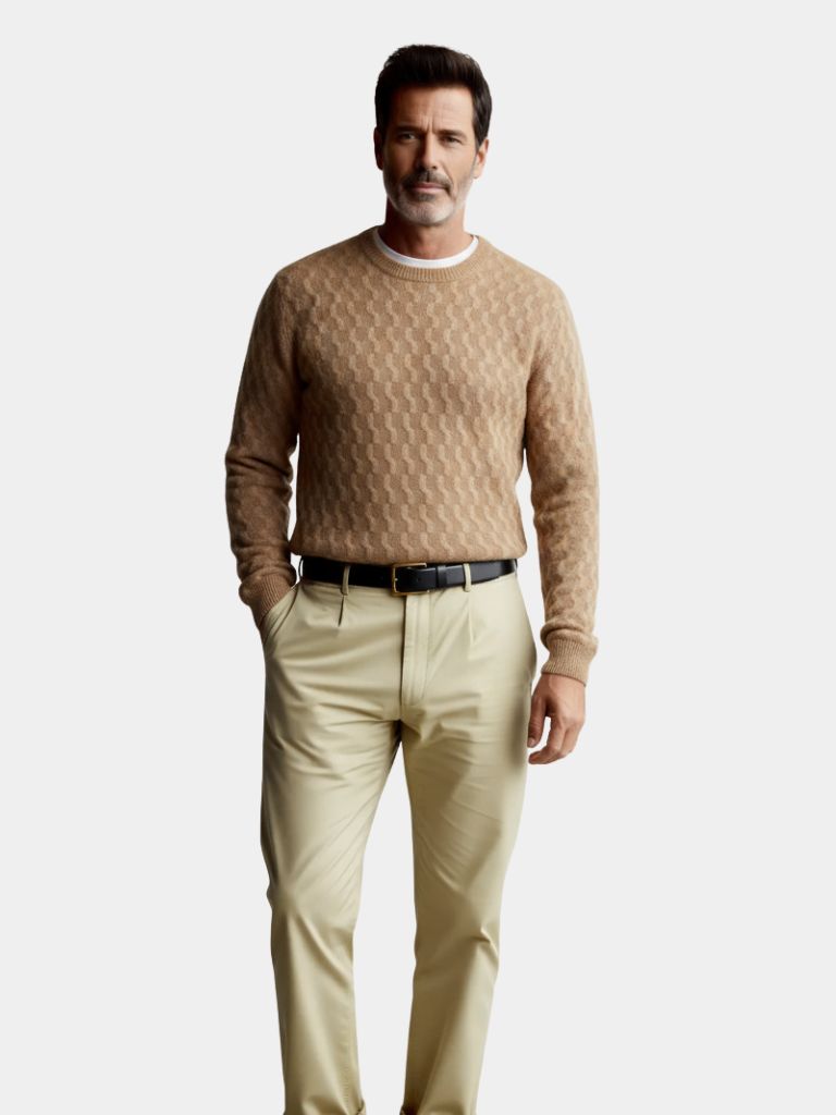 Rundhals-Pullover aus Wolle mit geometrischem Muster