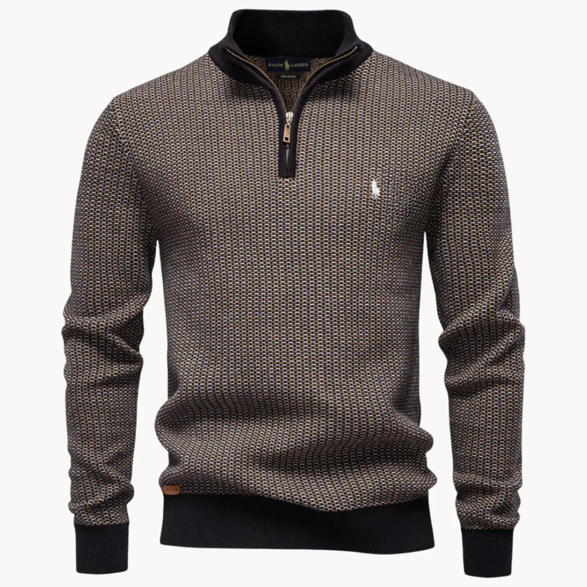 Herren-Strickpullover mit kurzem Reißverschluss – Ausverkauf