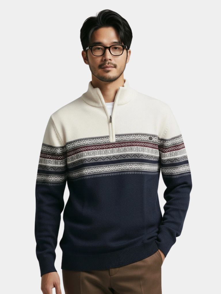 Maille : Pull à Col Zippé - Cross & Crown