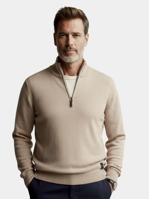 Strickjacke mit Stehkragen und Reißverschluss, einfarbig