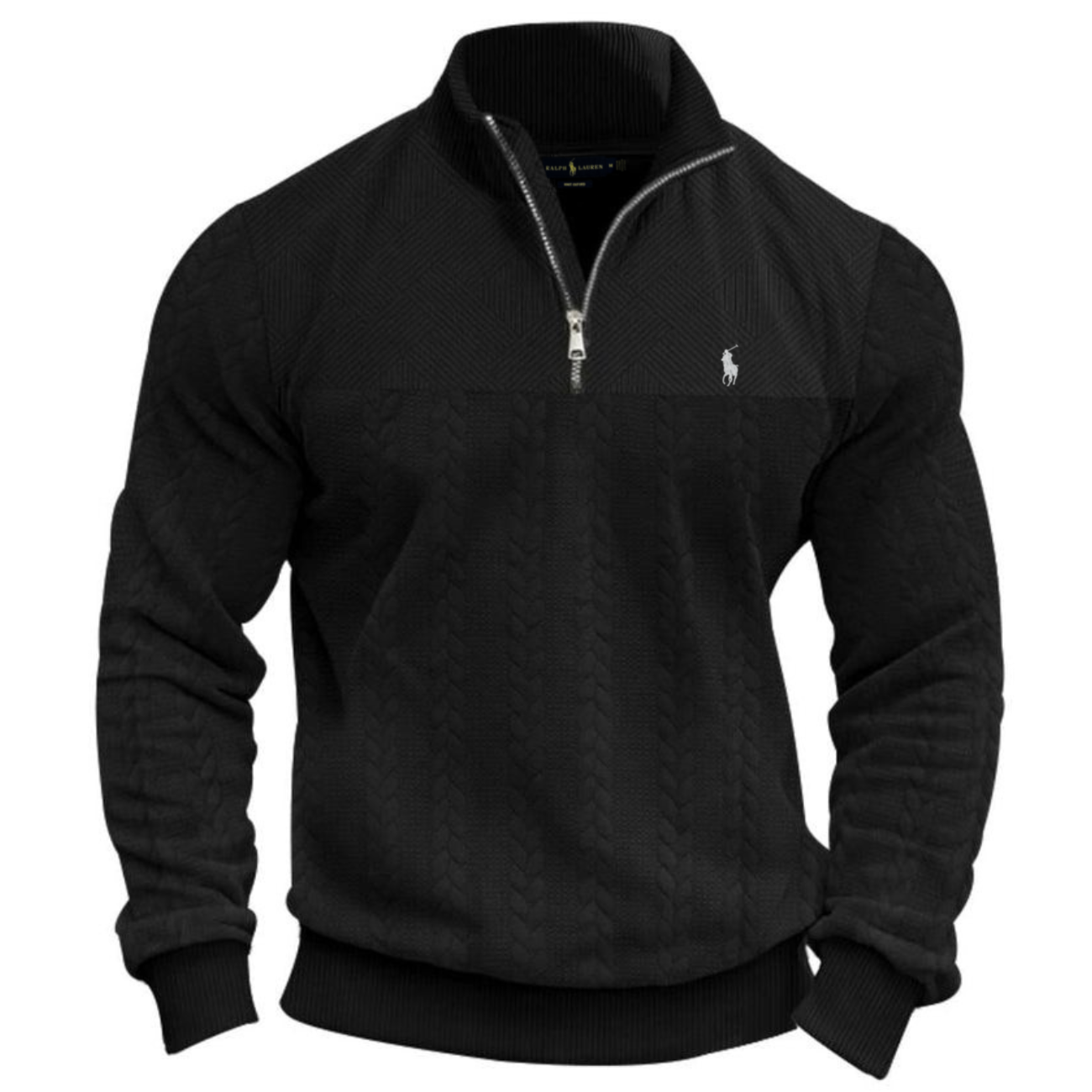 Pull en maille texturé à demi-glissière pour homme - Liquidation