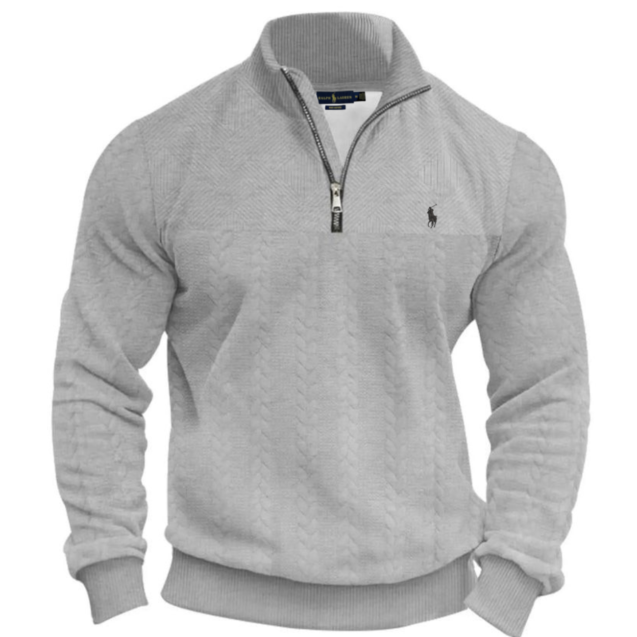 Pull en maille texturé à demi-glissière pour homme - Liquidation