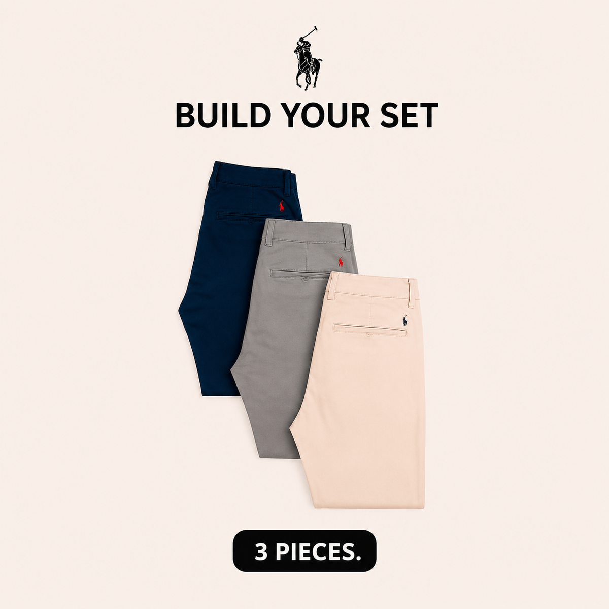 Ensemble de 3 pantalons chino de qualité supérieure
