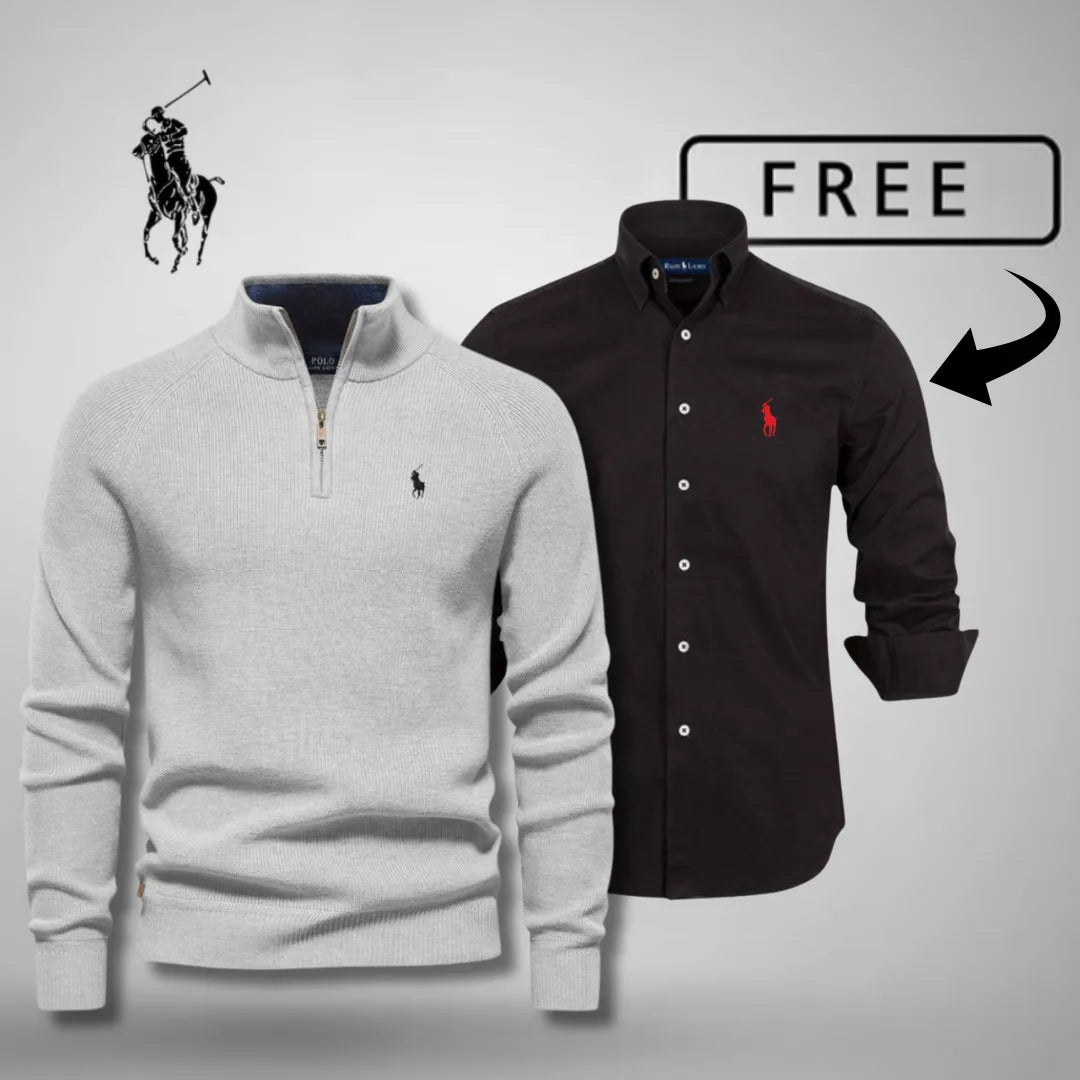 Herren-Stil & Komfort Premium – Half-Zip Jumper + GRATIS Klassisches Hemd