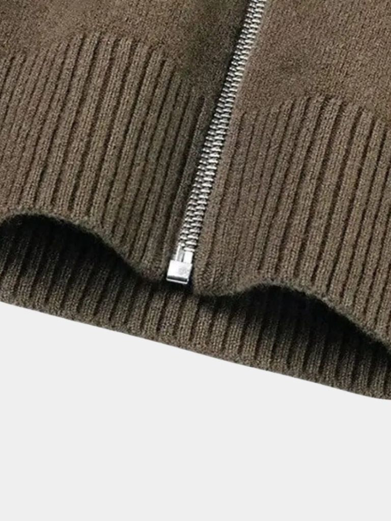Rollkragenpullover Kaschmir mit Reißverschluss – Cross & Crown
