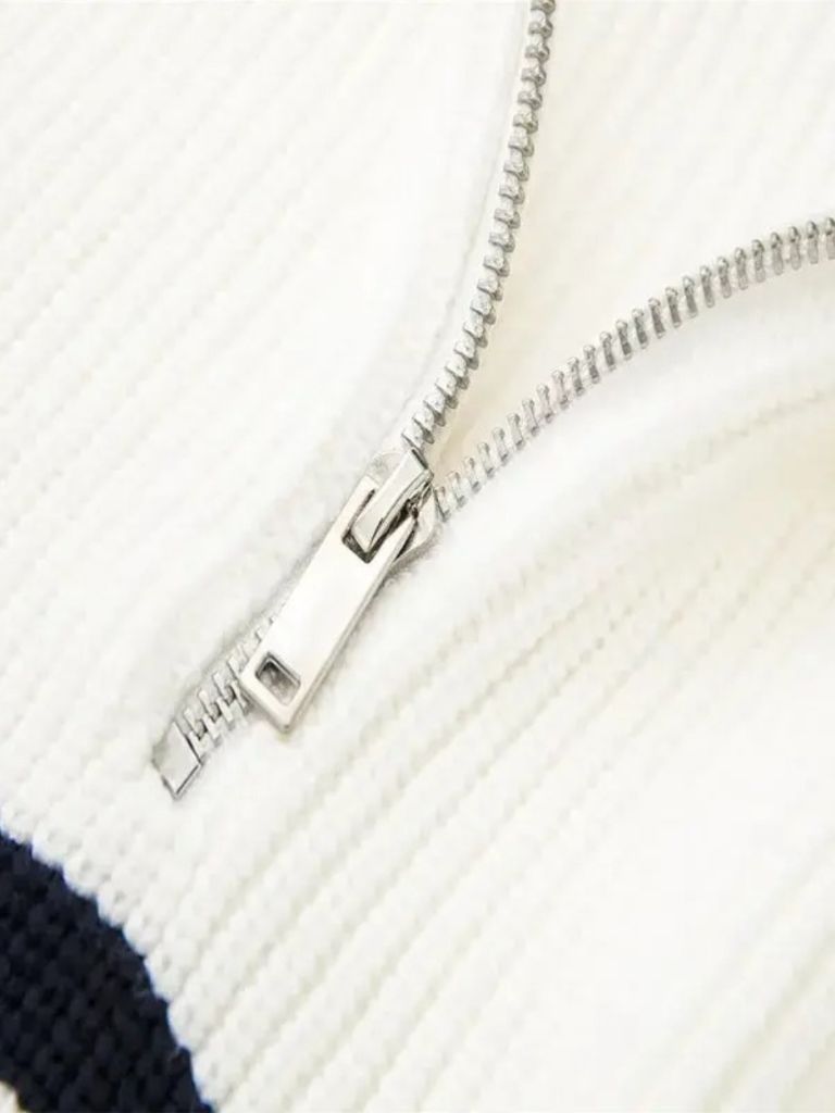 Gestreifter Pullover mit Reißverschluss Casual – Cross & Crown