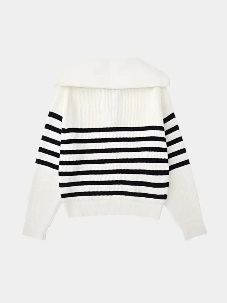 Gestreifter Pullover mit Reißverschluss Casual – Cross & Crown