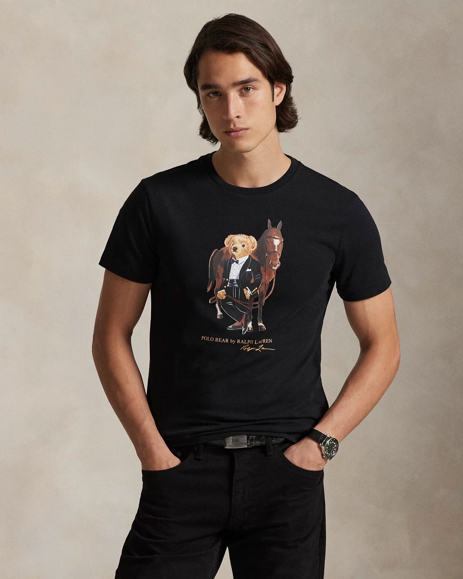 Herren Baumwoll-T-Shirt mit Polo Bear
