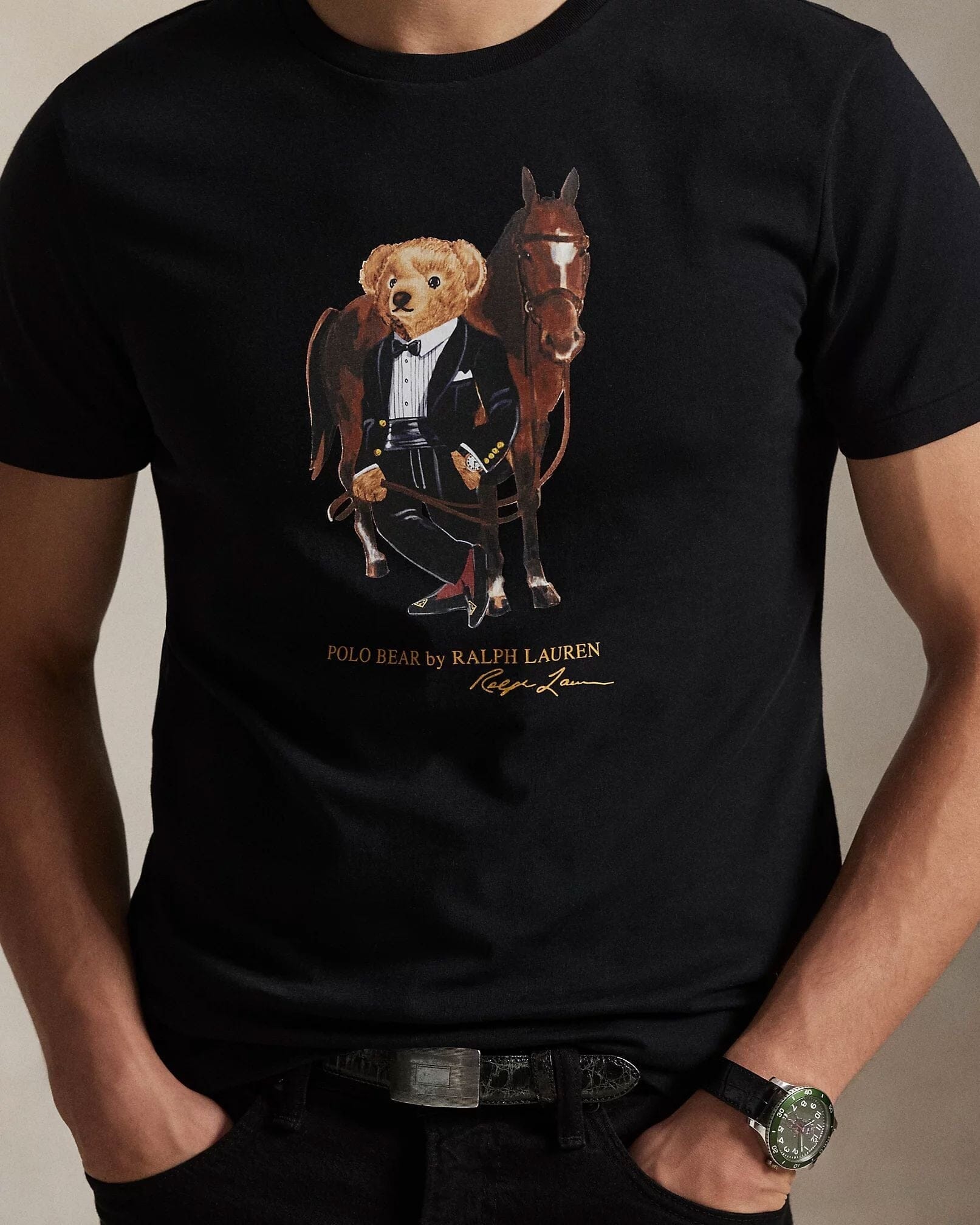 Herren Baumwoll-T-Shirt mit Polo Bear