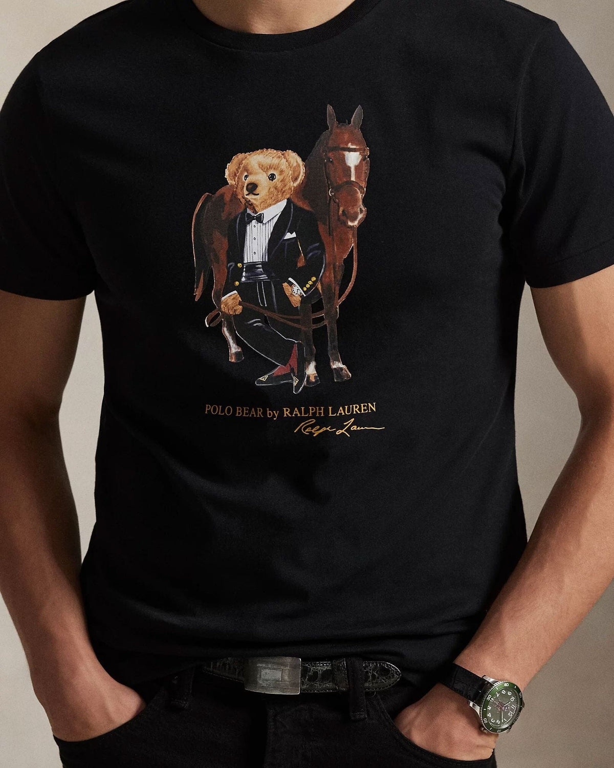 Herren Baumwoll-T-Shirt mit Polo Bear