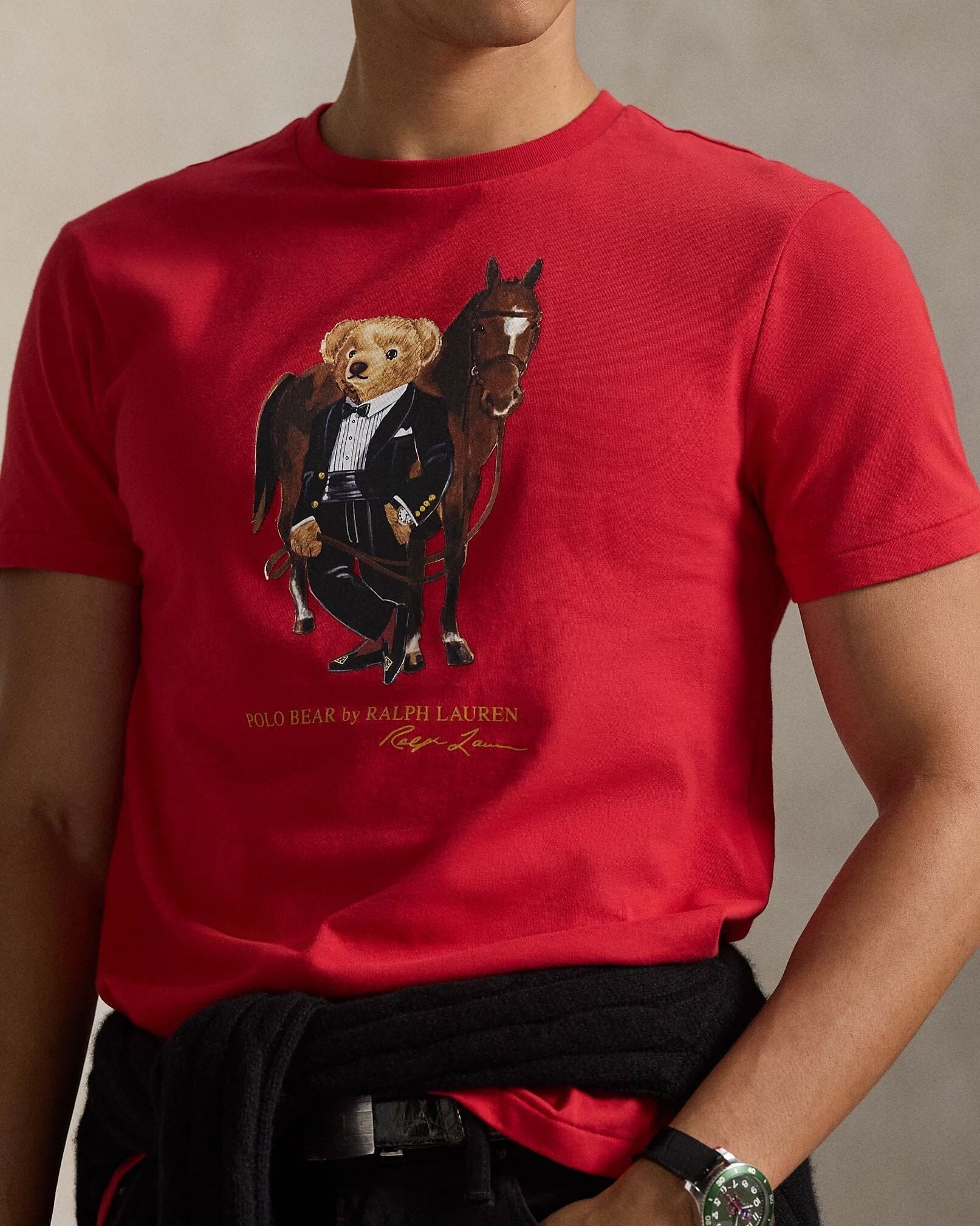 Herren Baumwoll-T-Shirt mit Polo Bear