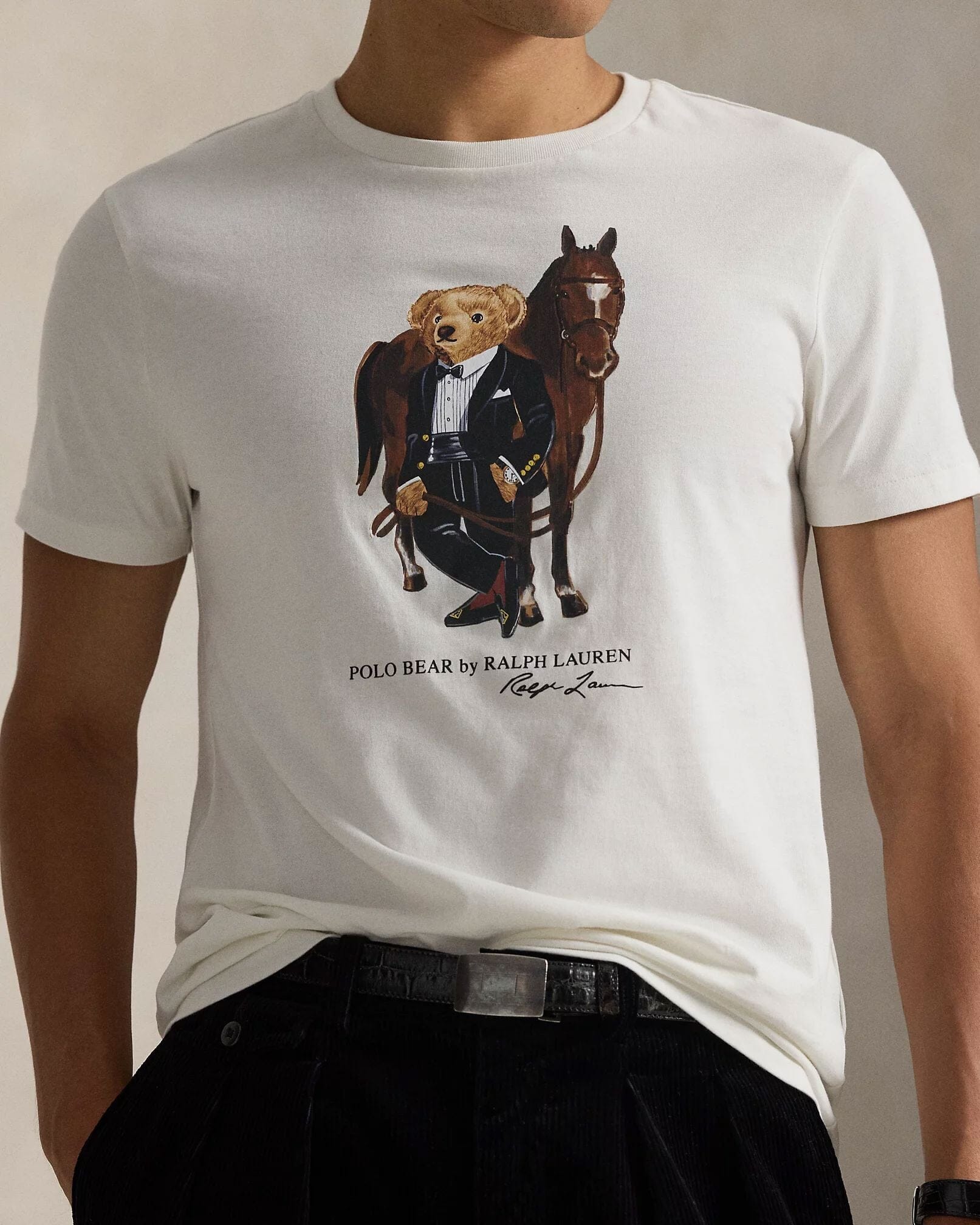 Herren Baumwoll-T-Shirt mit Polo Bear