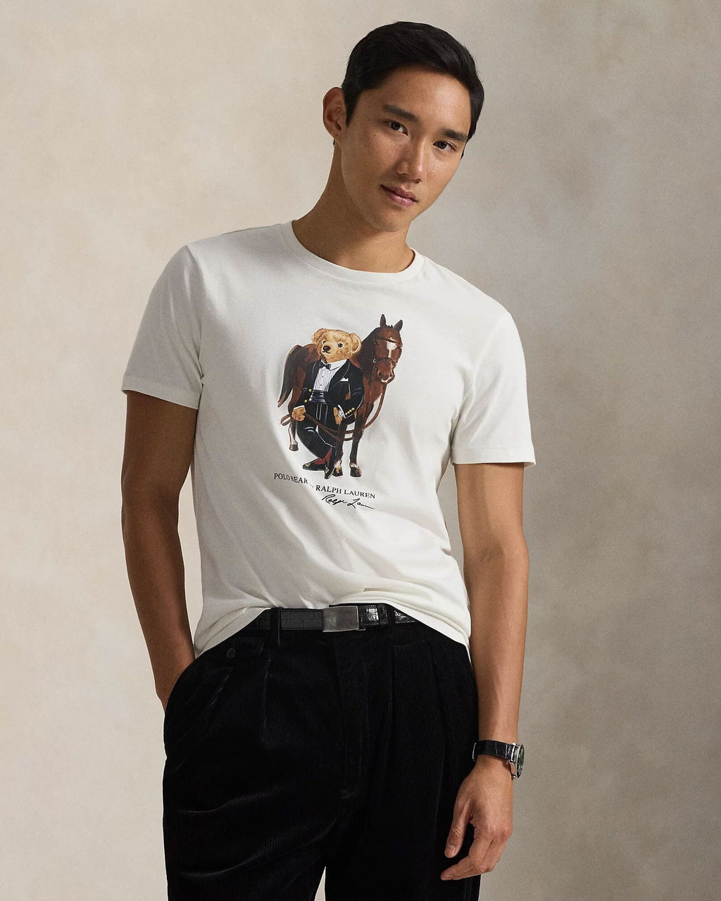 Herren Baumwoll-T-Shirt mit Polo Bear