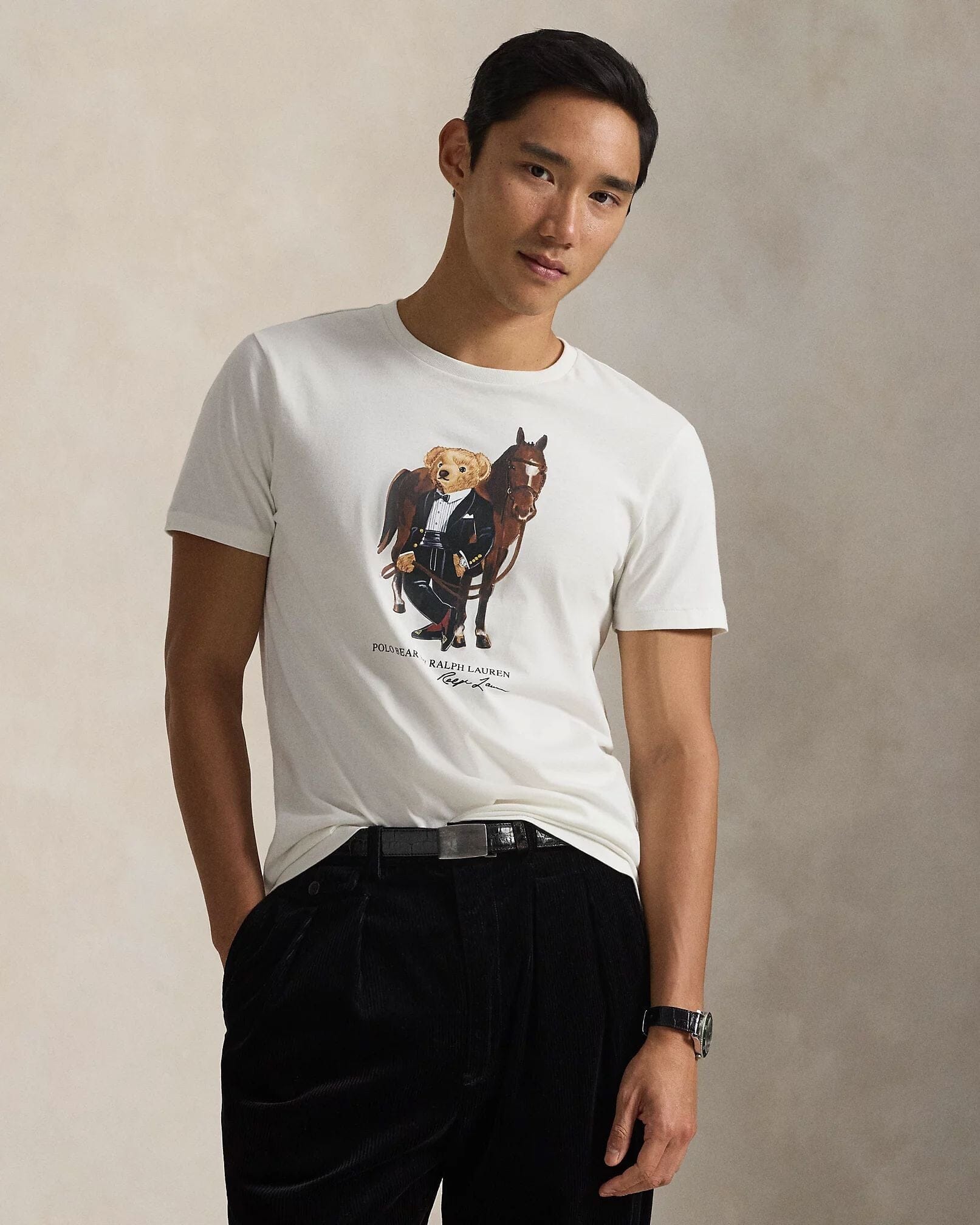Herren Baumwoll-T-Shirt mit Polo Bear