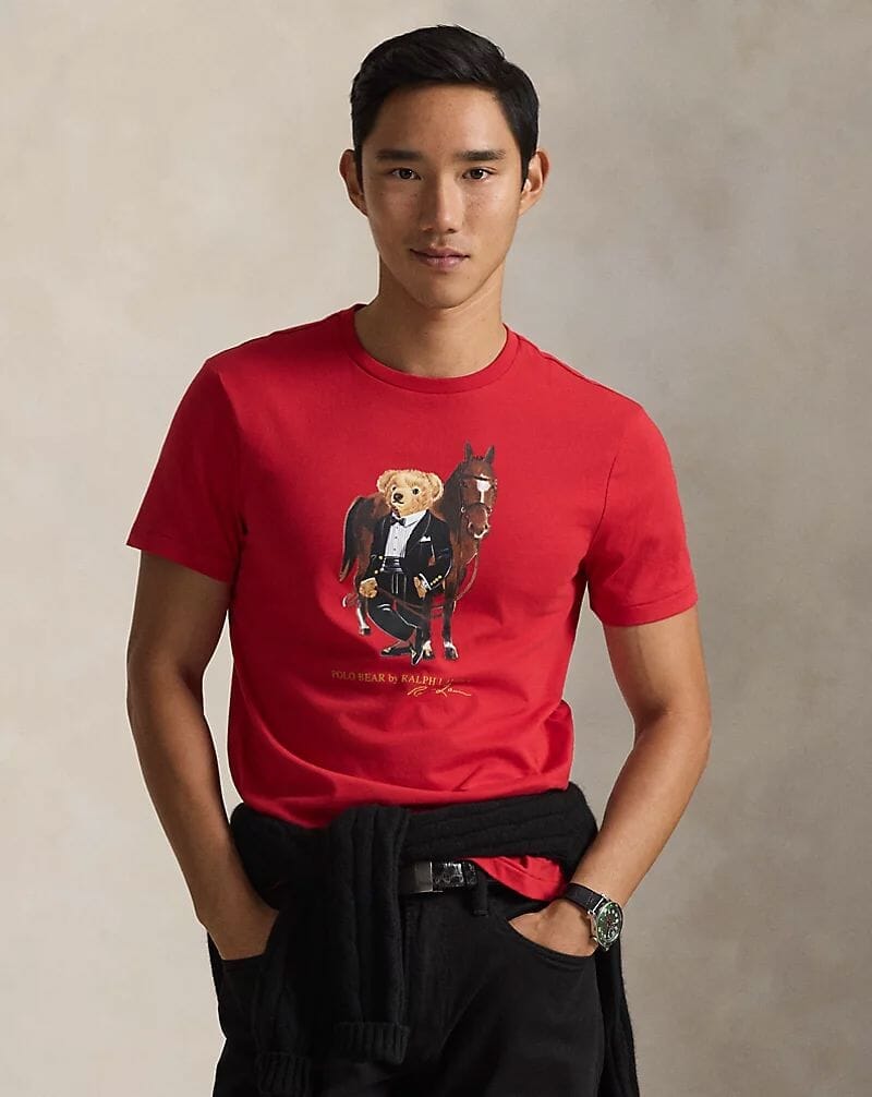 Herren Baumwoll-T-Shirt mit Polo Bear