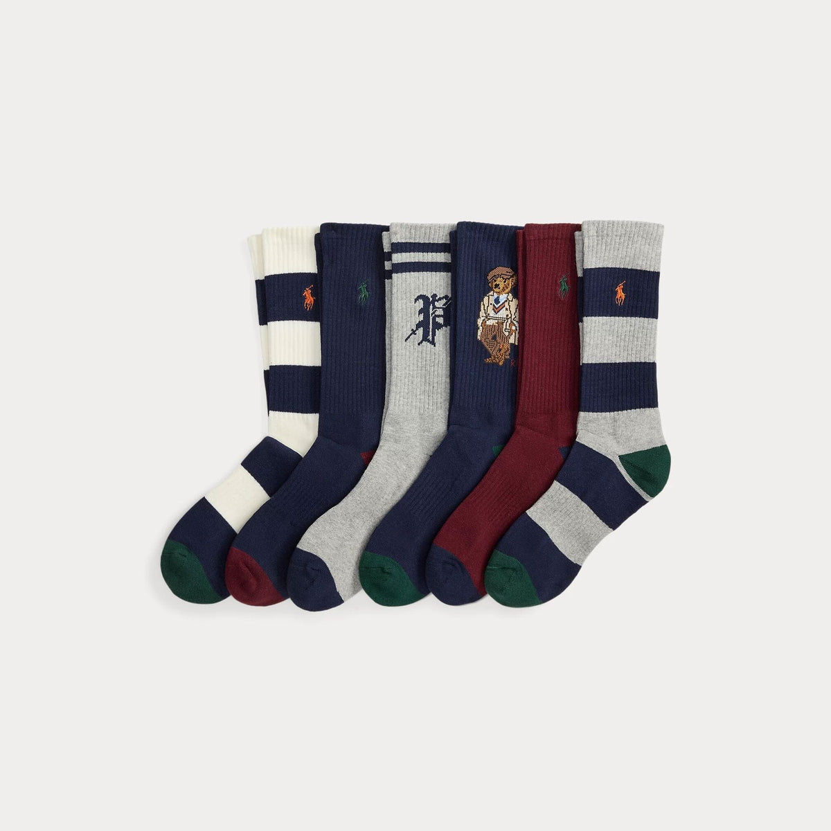 Lot de 6 paires de chaussettes ras du cou en coton mélangé Polo Bear pour homme
