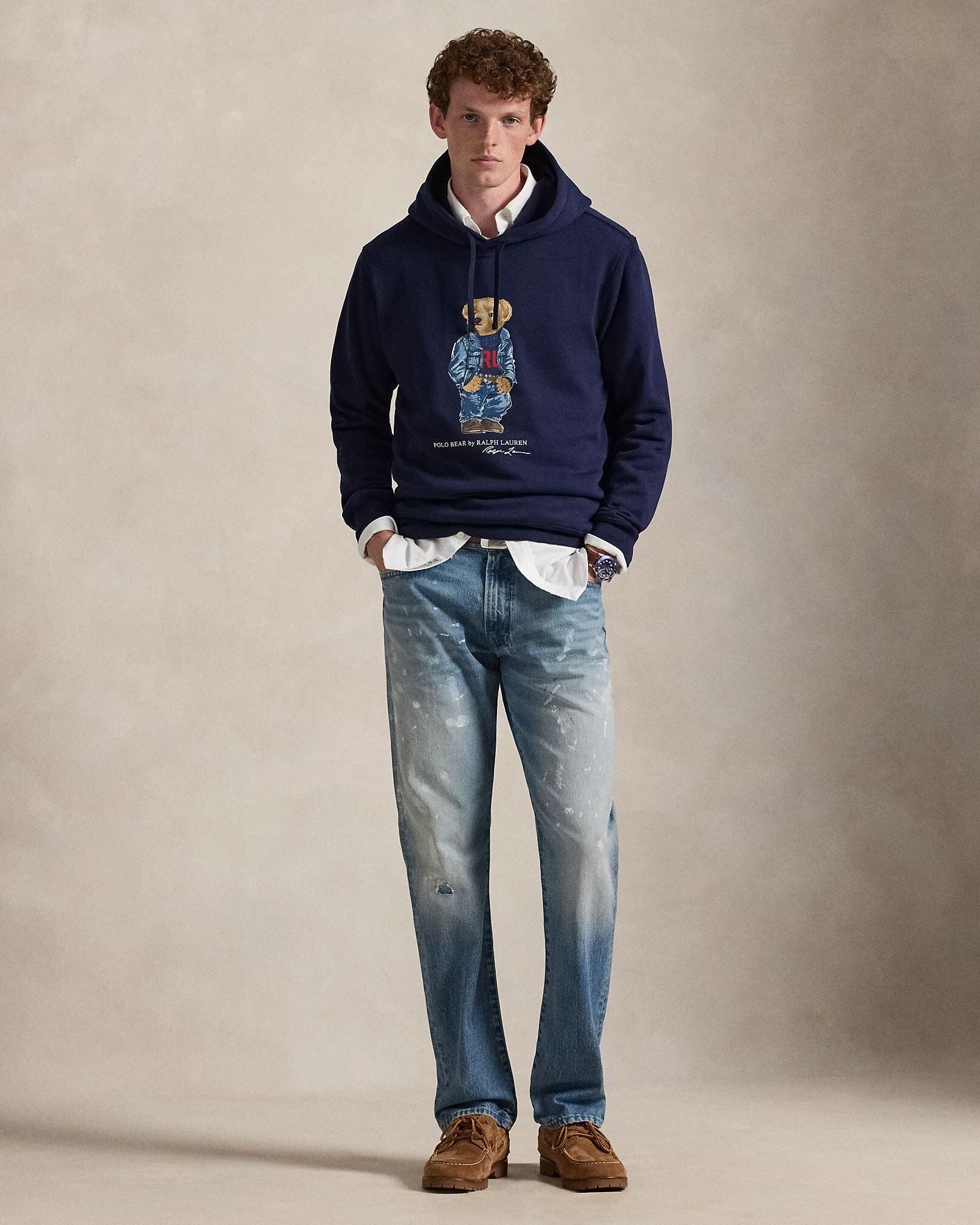 Herren Fleece-Kapuzenpullover mit Polo Bear