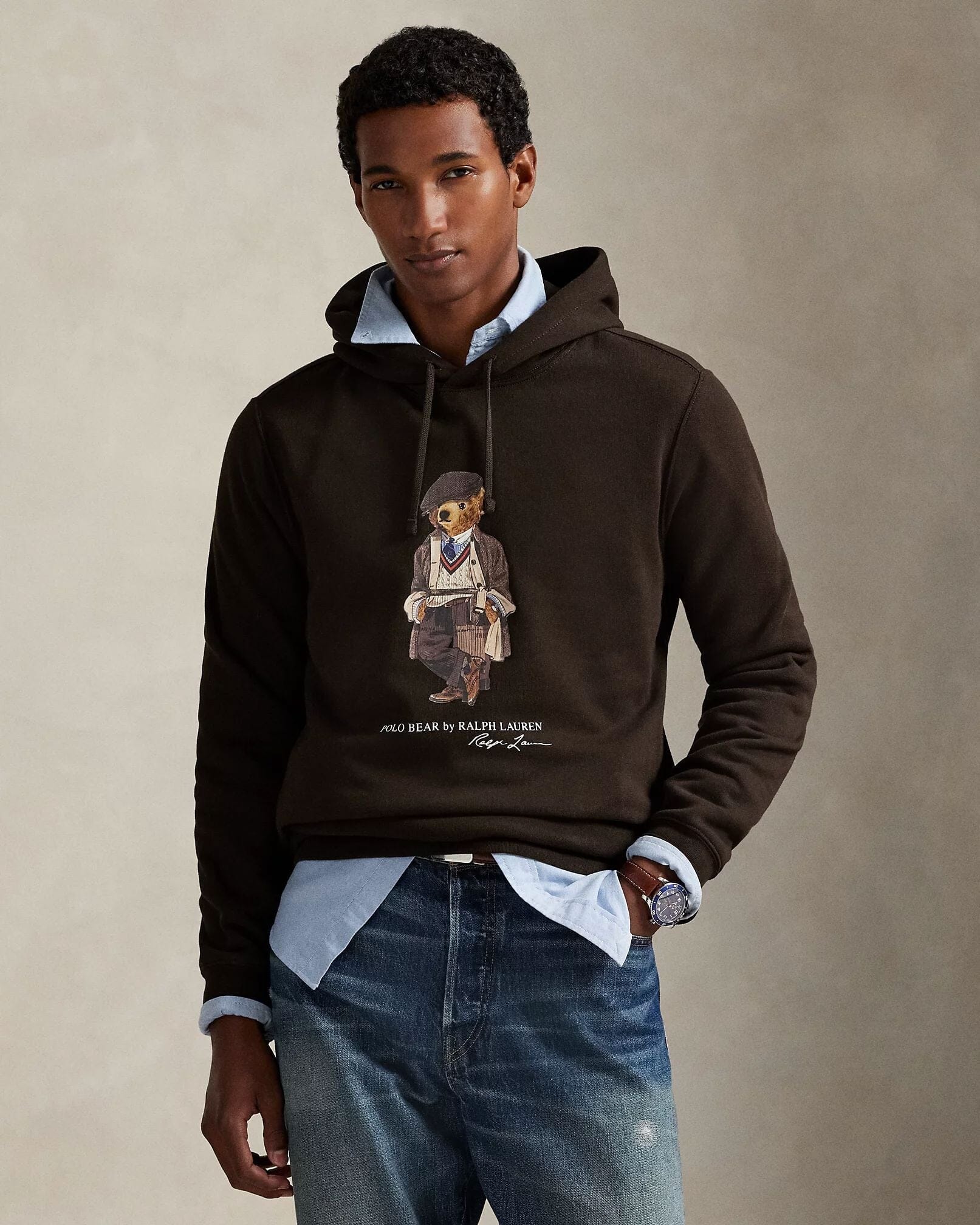 Herren Fleece-Kapuzenpullover mit Polo Bear
