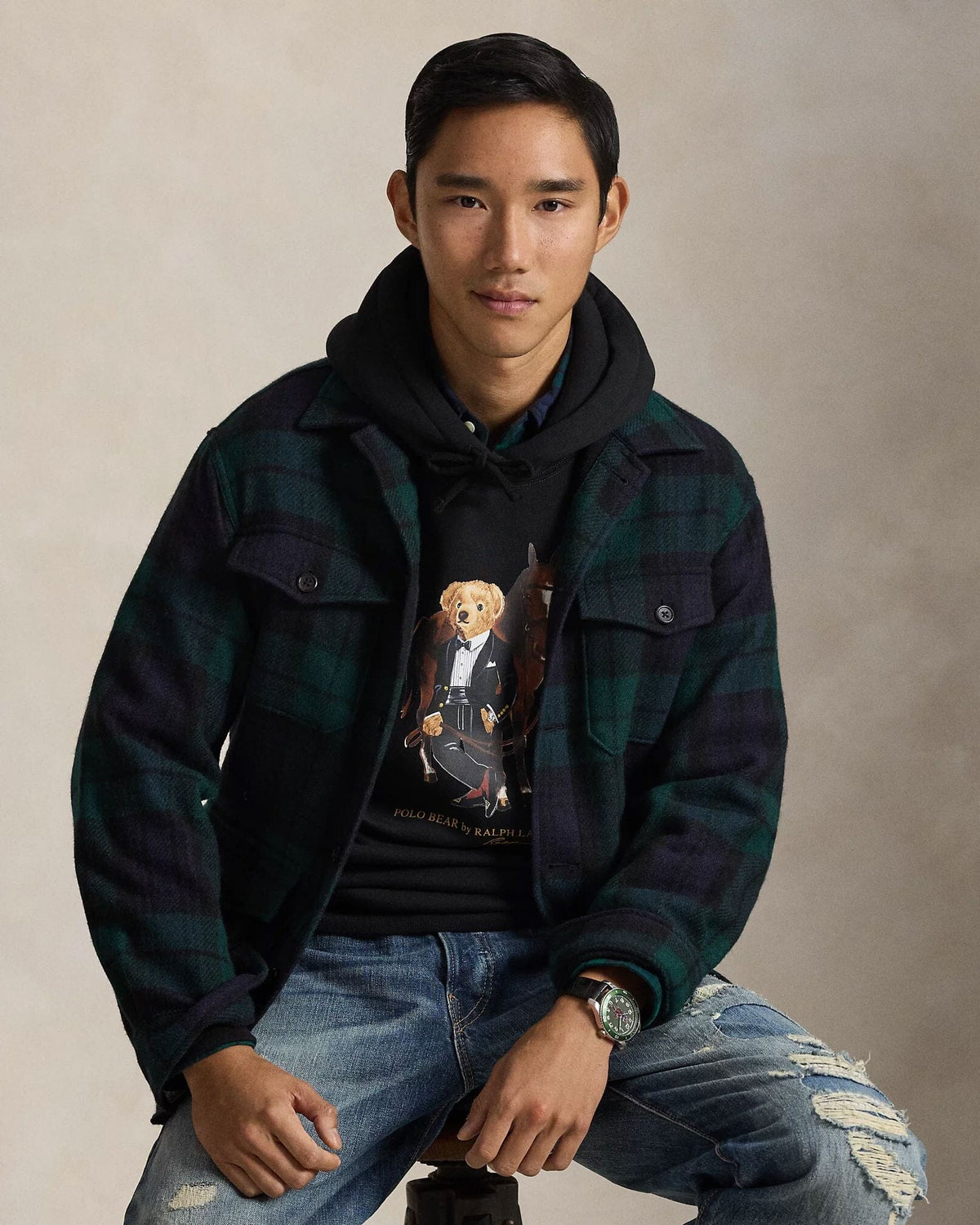 Sweat à capuche en molleton Polo Bear pour homme