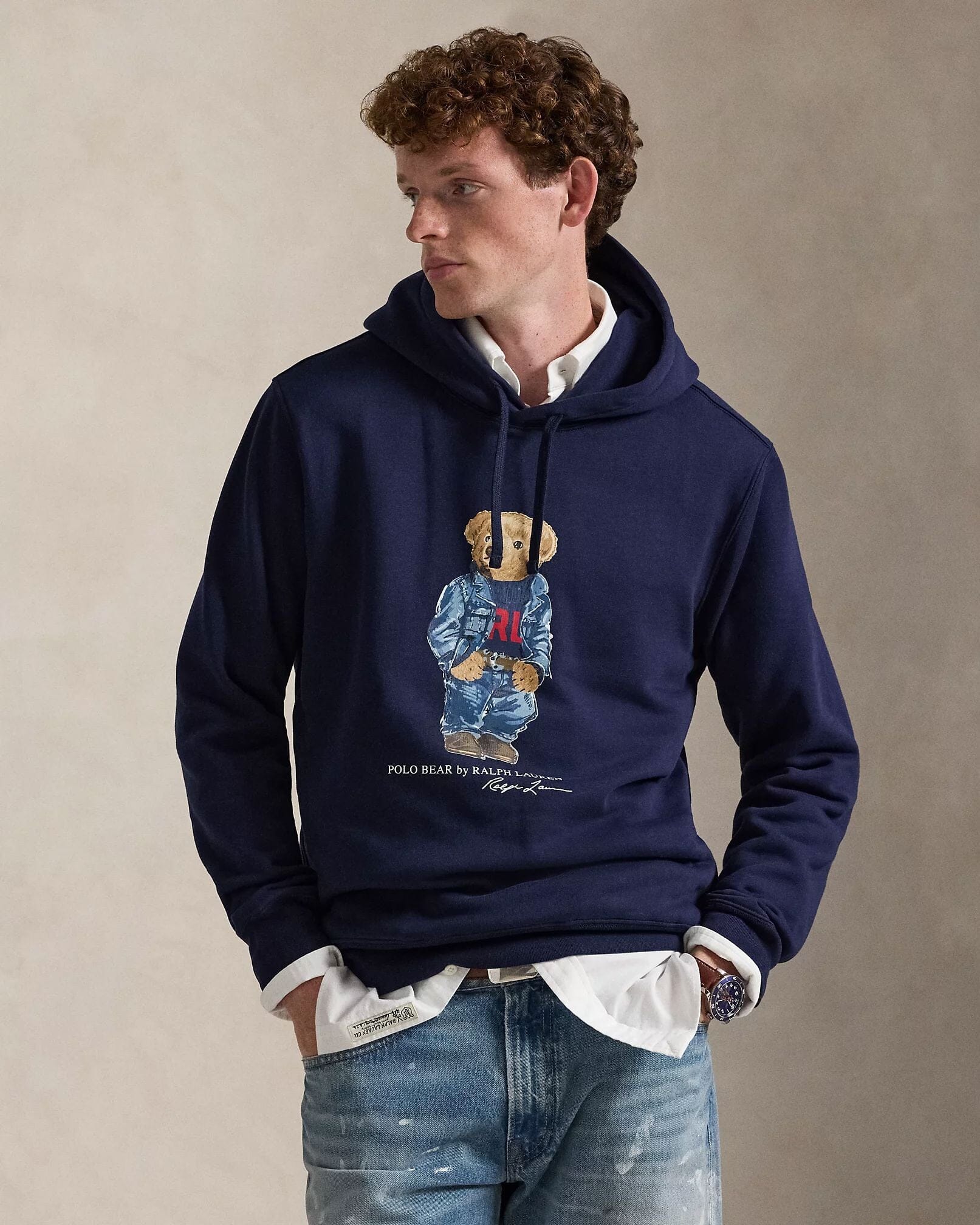 Herren Fleece-Kapuzenpullover mit Polo Bear