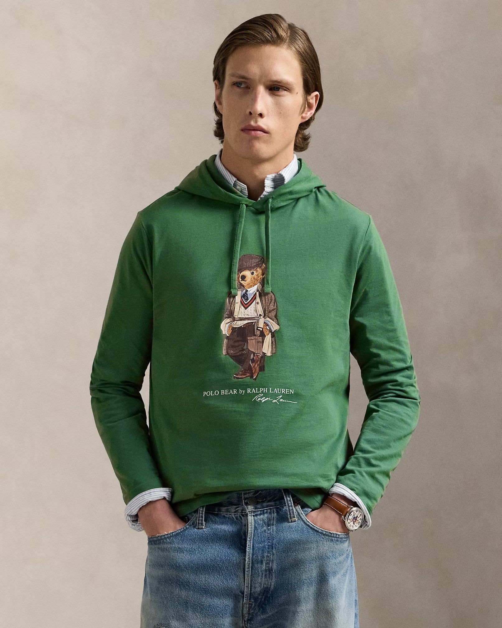 Herren Polo Bear Jersey Kapuzen-T-Shirt