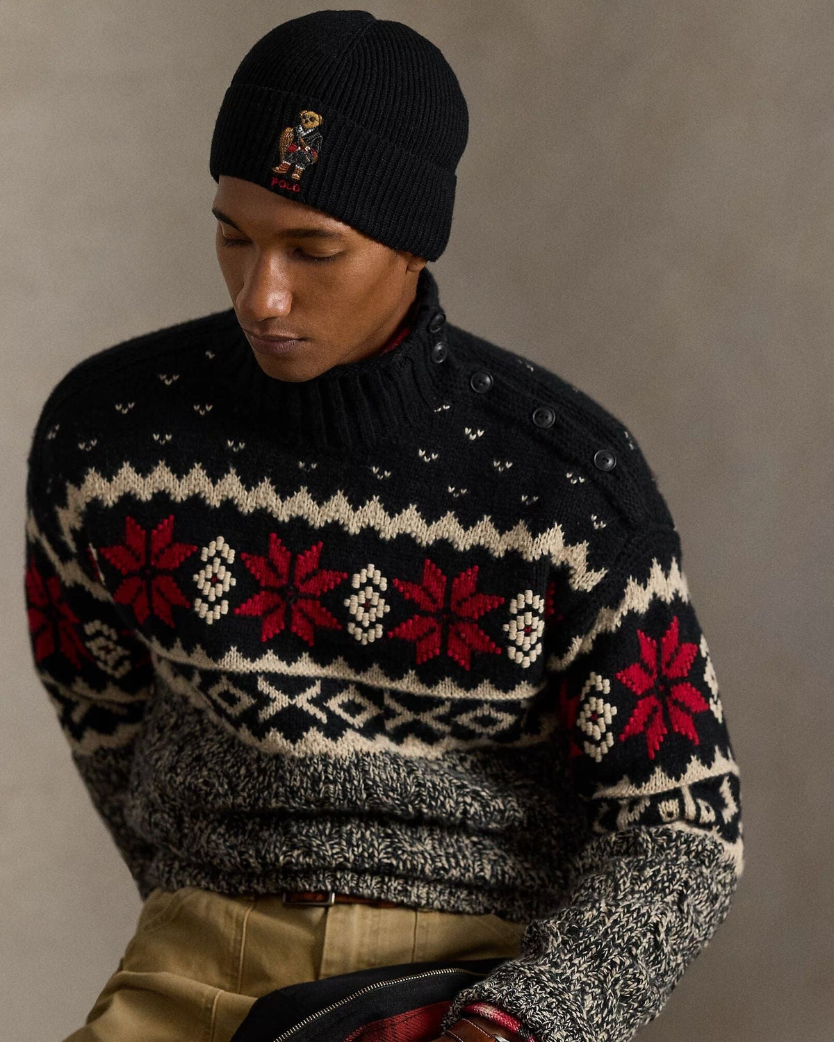 Bonnet en maille côtelée Polo Bear pour homme