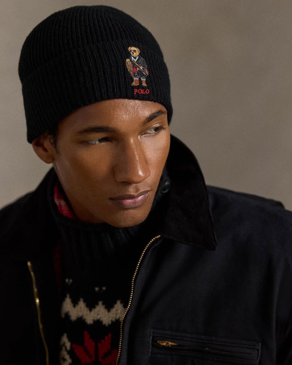 Bonnet en maille côtelée Polo Bear pour homme