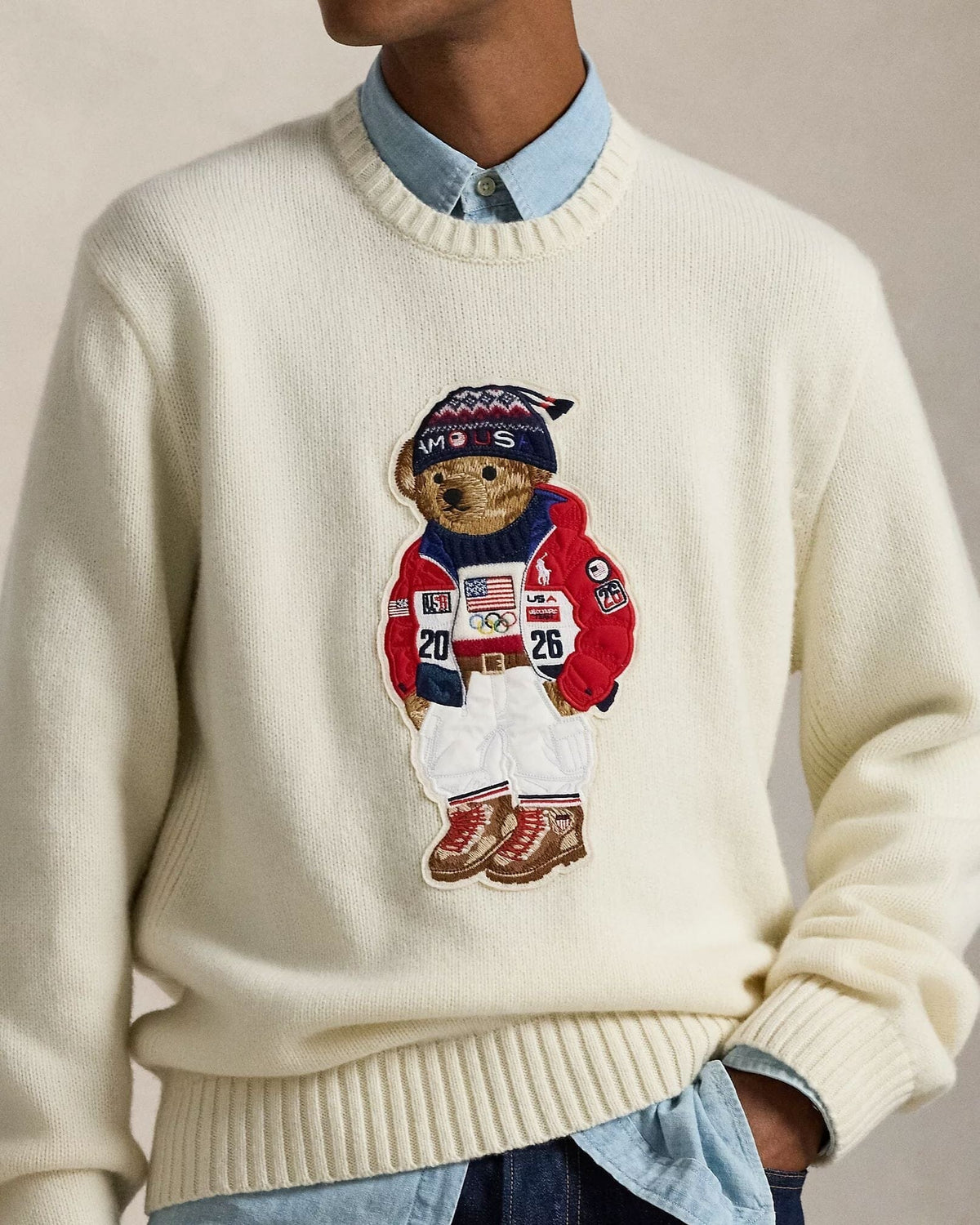 Pull Polo Bear Team USA pour homme