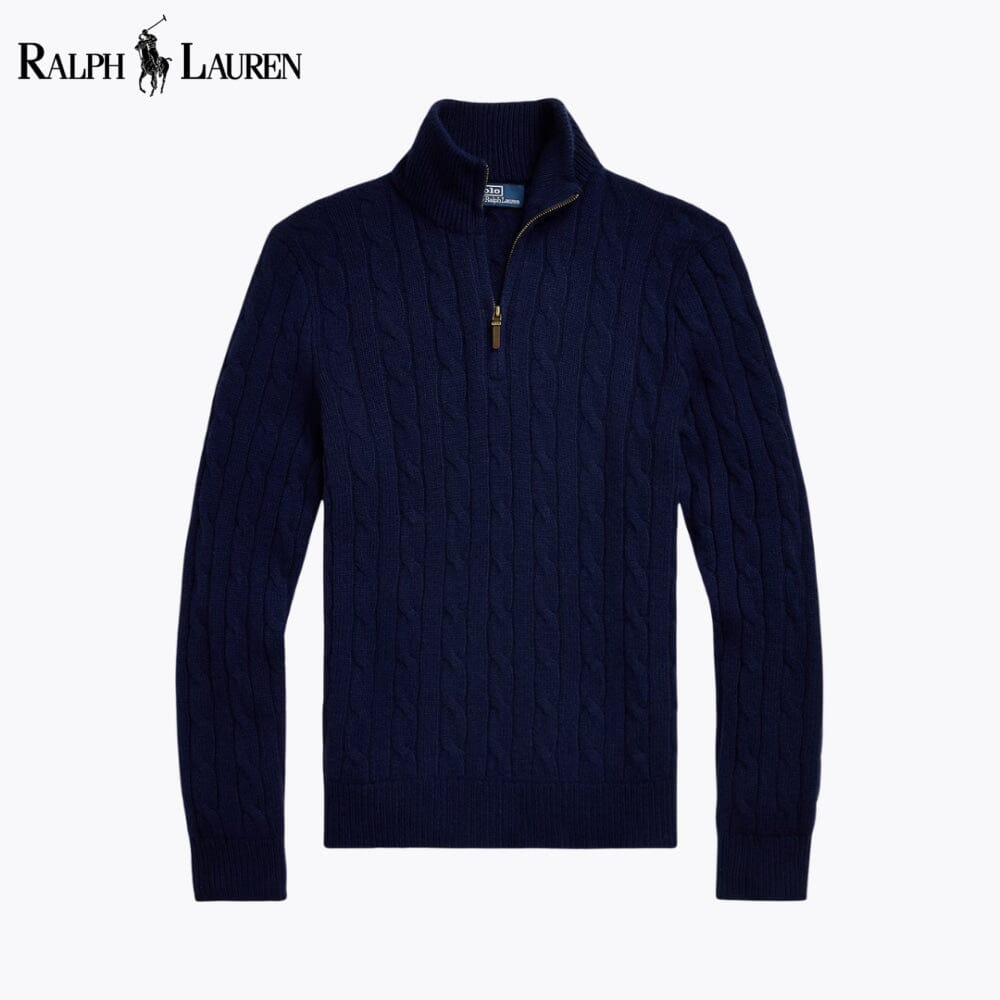 Pull quart de zip en cachemire torsadé pour homme