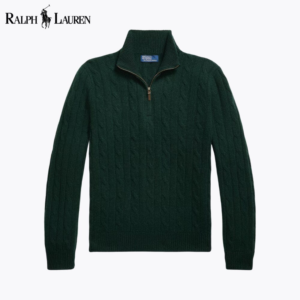 Pull quart de zip en cachemire torsadé pour homme