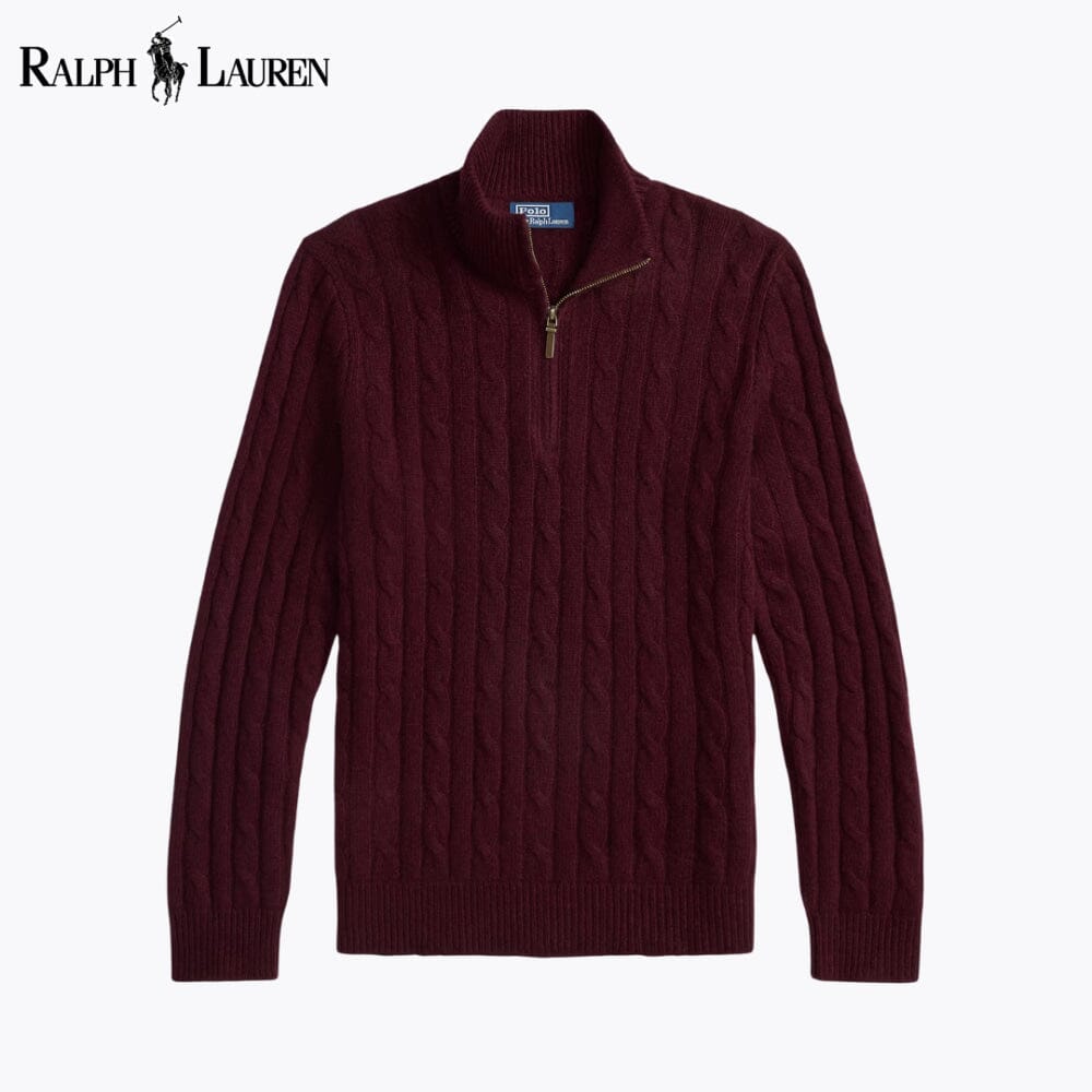Pull quart de zip en cachemire torsadé pour homme