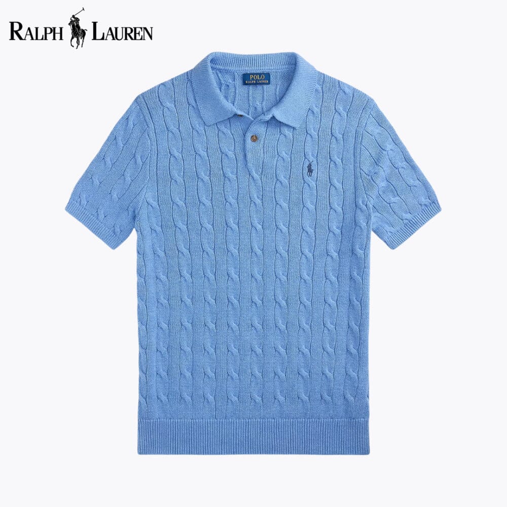 Pull en coton torsadé à col polo pour homme
